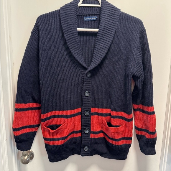 NWOT United By Blue Striped Men’s Collared Wool Cardigan w/ Buttons Size M - Picture 1 of 5